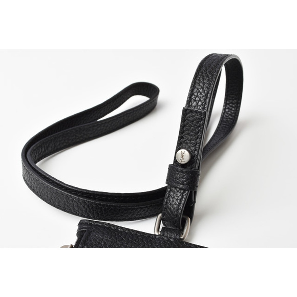 Saint Laurent Paris Coin Case Card Case Neck Strap Leather Black - Picture 7 of 8